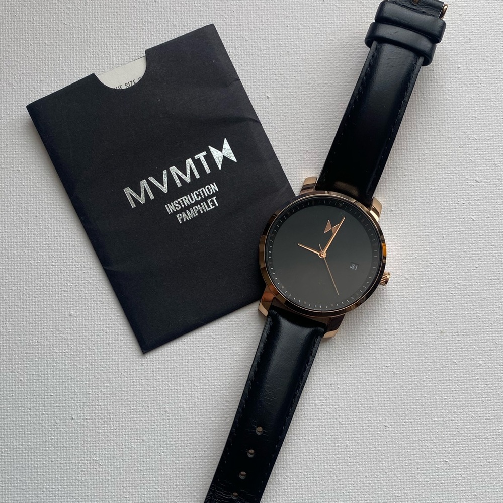 MVMT Rose Gold/ Black Leather Women’s Watch 38mm